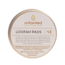 Load image into Gallery viewer, NaturalLoofahPads_FrontSide_CloseUpofIngredients