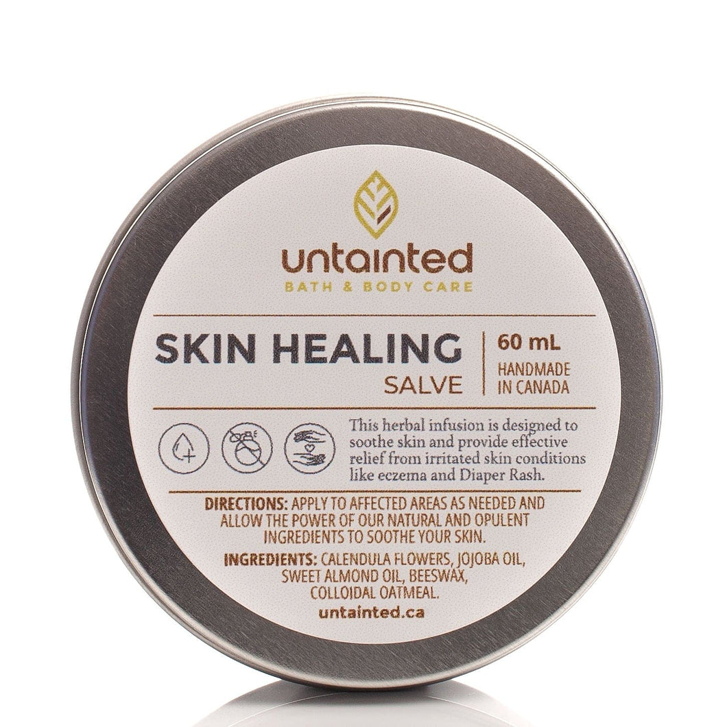 Natural Skin Healing Salve – Front Side, Close-up of Ingredients