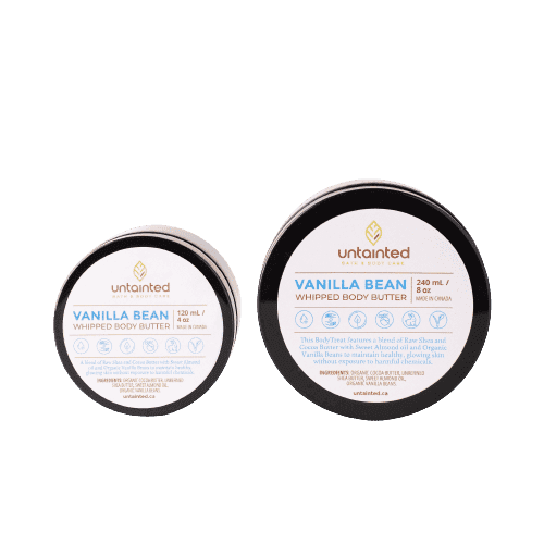 Scented Vanilla Bean Whipped Body Butter – Front Side, 4oz & 8oz
